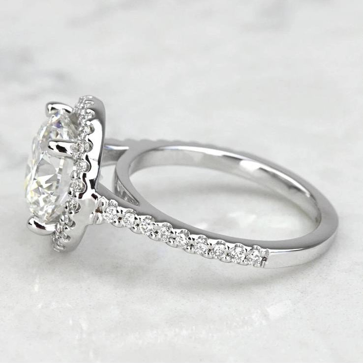 IGI Certified 3.50 Carat Round Cut D-E Color CVD Lab Grown Diamond Engagement Ring, 18K White Gold Wedding Halo Diamond Ring