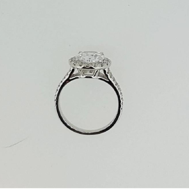 IGI Certified 3.50 Carat Round Cut D-E Color CVD Lab Grown Diamond Engagement Ring, 18K White Gold Wedding Halo Diamond Ring