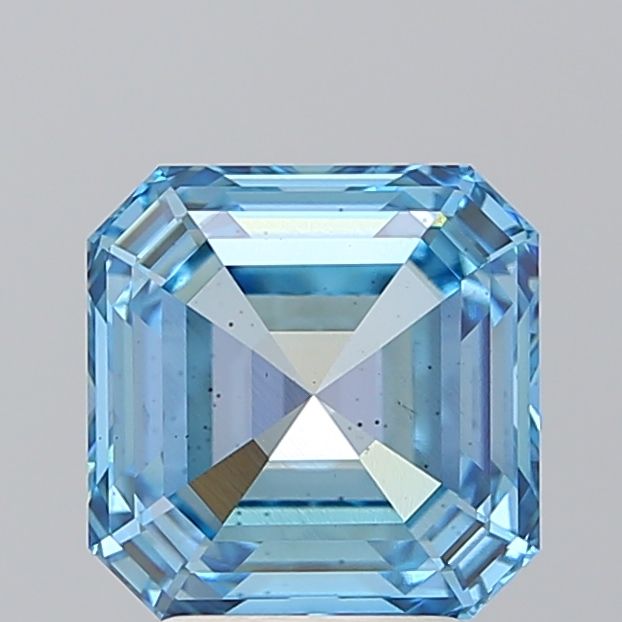 IGI CERTIFIED SQUARE EMERALD 3.03CT FANCY INTENSE BLUE VS2 EX EX NONE LAB GROWN CVD DIAMOND