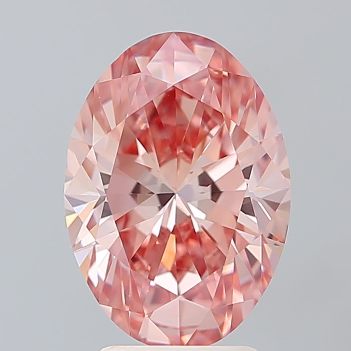 IGI CERTIFIED OVAL 3.00CT FANCY PINK VVS2 EX VG FAINT LAB GROWN CVD DIAMOND