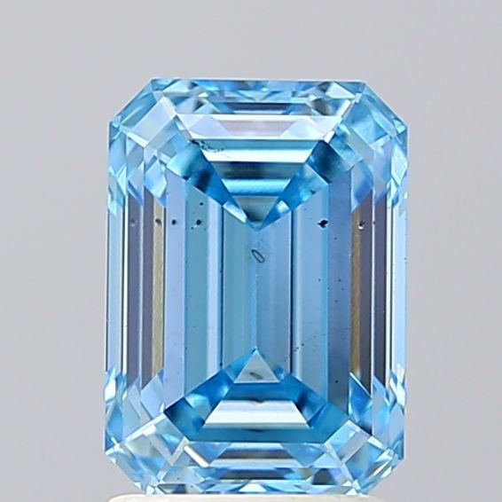 IGI CERTIFIED EMERALD 2.06CT FANCY INTENSE BLUE SI1 VG EX NONE LAB GROWN CVD DIAMOND