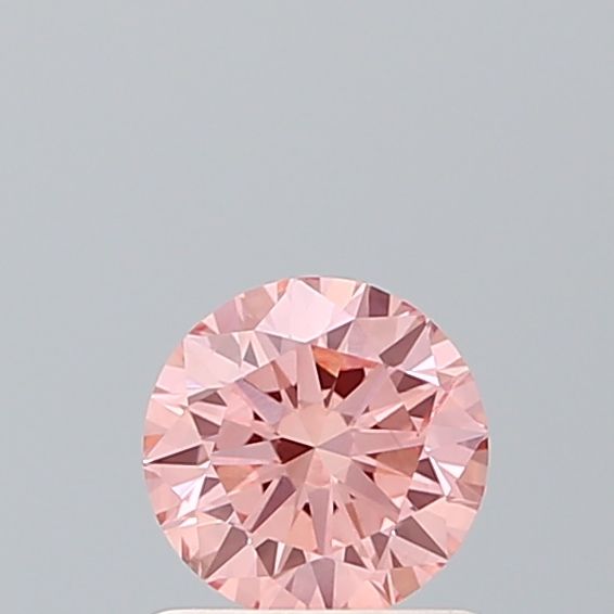 IGI CERTIFIED ROUND 0.71CT FANCY VIVID PINK SI1 EX EX VG FAINT LAB GROWN CVD DIAMOND
