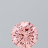 IGI CERTIFIED ROUND 0.71CT FANCY VIVID PINK SI1 EX EX VG FAINT LAB GROWN CVD DIAMOND
