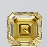 IGI CERTIFIED SQUARE EMERALD 2.07CT FANCY INTENSE BROWNISH YELLOW VS2 EX EX NONE LAB GROWN CVD DIAMOND
