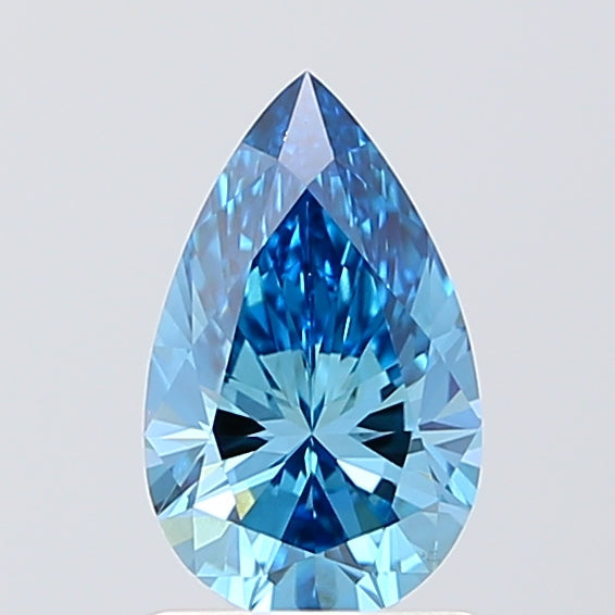 IGI CERTIFIED PEAR 1.01CT FANCY VIVID BLUE VS1 EX EX NONE LAB GROWN CVD DIAMOND