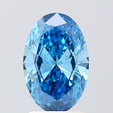 IGI CERTIFIED OVAL 1.51CT FANCY VIVID BLUE VS2 EX EX NONE LAB GROWN CVD DIAMOND