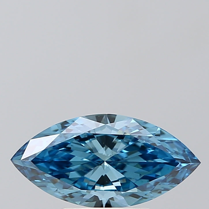 IGI CERTIFIED MARQUISE 1.27CT FANCY VIVID BLUE VS1 VG EX NONE LAB GROWN CVD DIAMOND