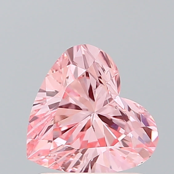 IGI CERTIFIED HEART 1.01CT FANCY VIVID PINK SI2 EX EX FAINT LAB GROWN CVD DIAMOND