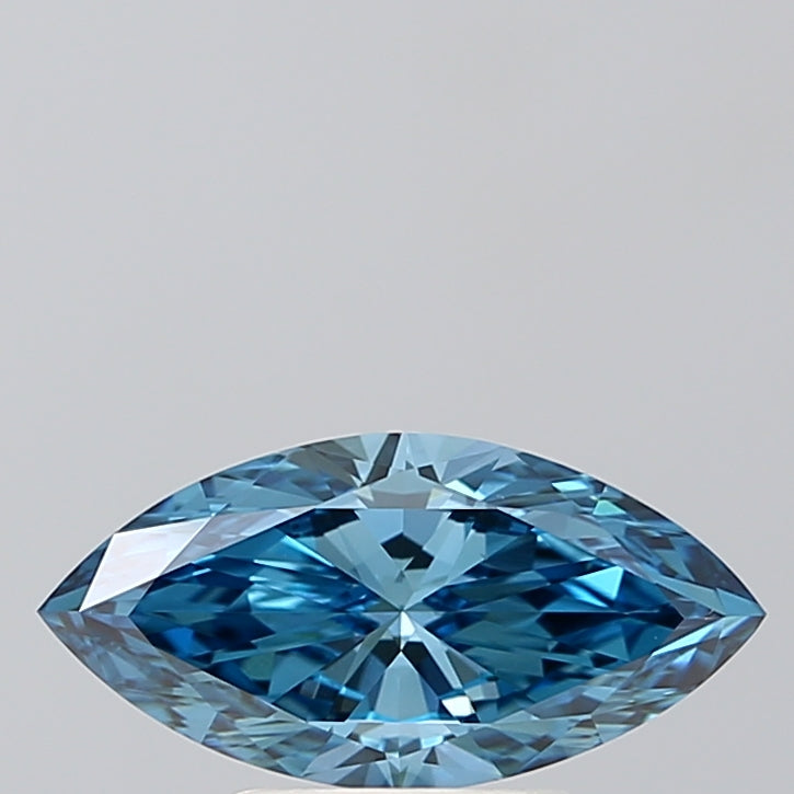IGI CERTIFIED MARQUISE 1.34CT FANCY VIVID BLUE VS1 EX EX NONE LAB GROWN CVD DIAMOND